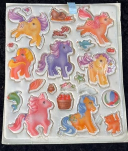 Vintage G1 MY LITTLE PONY Style 1 Puffy Sticker Sheet Unused Bubbles Applejack - Picture 1 of 3
