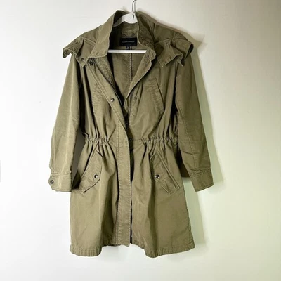 Banana Republic Jacket Women XS Khaki Green Hooded Trench Coat Preppy Classic - Image 1 of 4