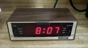 Vintage Wood Grain KMC Digital Alarm Clock Red Display Working (Made By Spartus) - Picture 1 of 7