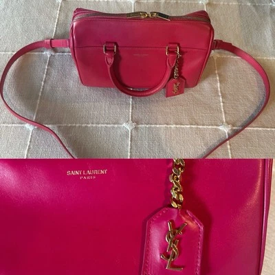 YSL | Pink Leather Classic Baby Duffel Crossbody Bag With Gold Hardware - Image 1 of 4