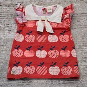 Wild Flowers Flutter Sleeve Apple Print Collared Top Shirt Blouse Girls Size 6 - Picture 1 of 4