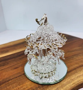 Vintage Pferdekarussell aus gesponnenem mundgeblasenem Glas Goldakzente verspiegelter Sockel - Bild 1 von 11