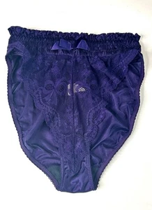 Vintage Victoria’s Secret Ruched High Cut Purple Satin Brief Panties Sz Small - Picture 1 of 5