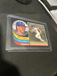 Ryne Sandberg Fleer 1991 negro #1 SP inserción Chicago Cubs - Imagen 1 de 2