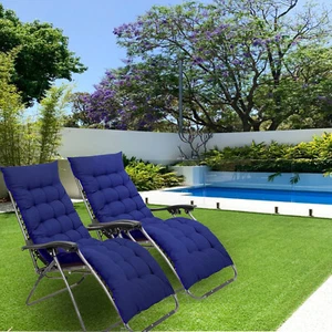Set of 2xOutdoor Zero Gravity Chair  Garden Sun Lounger Padded Recliner Cushions - Picture 1 of 41