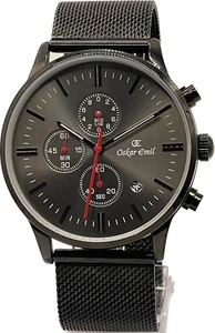Oskar Emil ARUBA Quality Men's Chronograph Stainless Steel Mesh Watch - Black - Picture 1 of 3