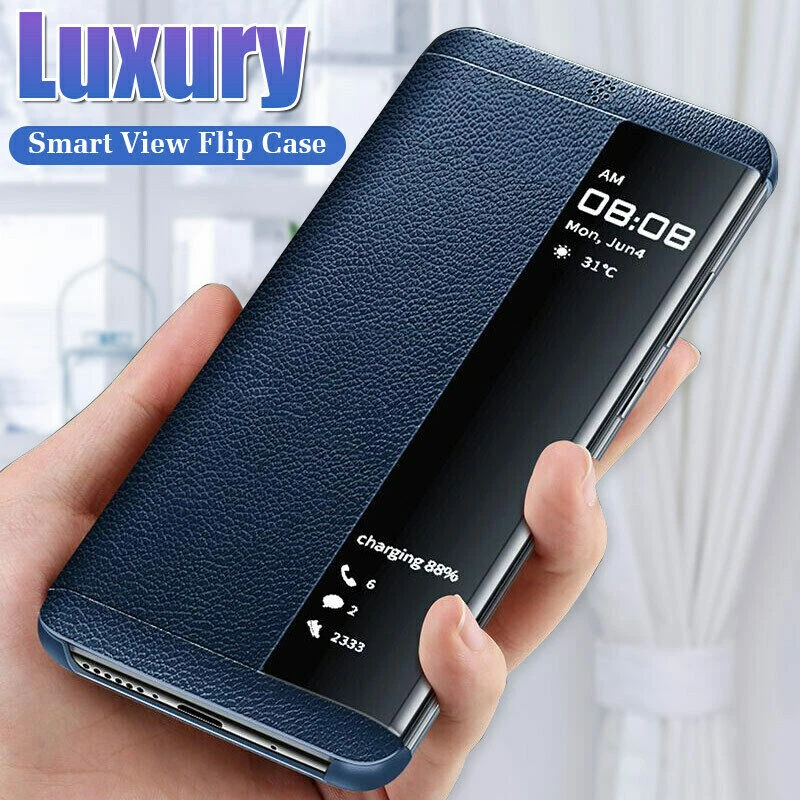 Huawei P Smart Flip Cover Blau – Aus PC & PU, Präziser Sitz, Langlebig