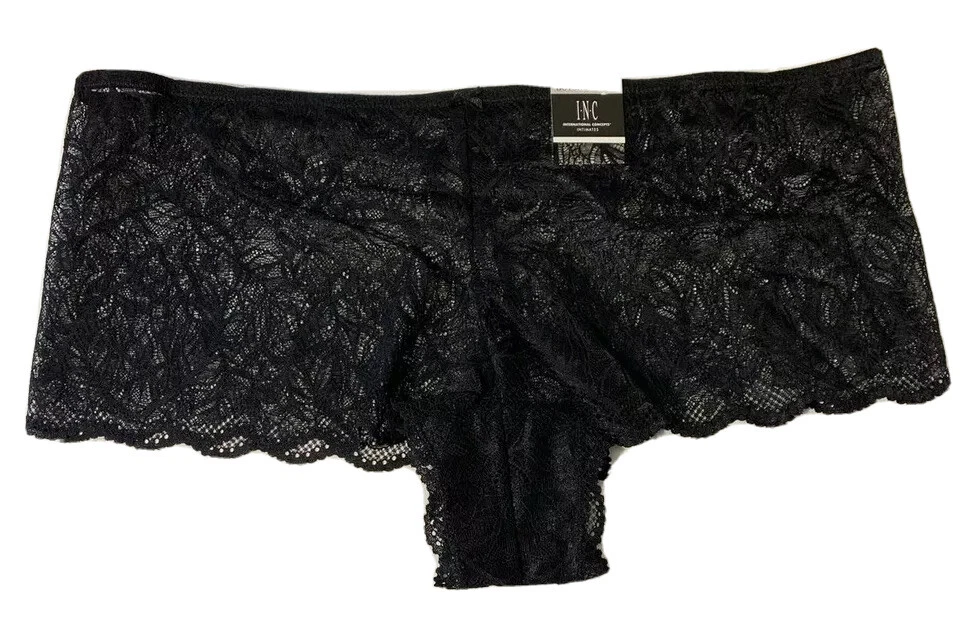 Inc International Concepts Women's Plus Size Lace Boyshort Black 1x