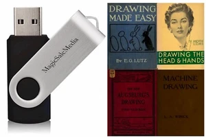 Sketching Drawing Drafting Freehand Pencil Charcoal Brush - 277 Old Books on USB - Picture 1 of 13