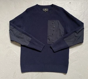Belstaff Cliff Crewneck Waffle Jumper Navy Sweatshirt Men’s Medium - Picture 1 of 12