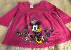 Girls size 3T long sleeve pink cotton Minnie Mouse Disney Store dress 18" length