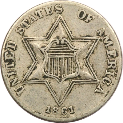 1861 Contemporary BOGUS Three Cent Silver 3CS Trime, Circulated Condition - Image 1 of 2