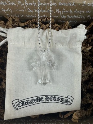 Cromo Corazones 2019 Caucho Silicona Cruz Collar Cadena 24” Raro Cuentas Transparente CH Foto 1 de 4