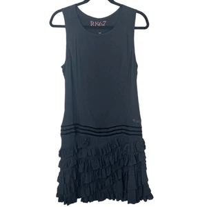 Vestido sin mangas negro con volantes cuello redondo R867 (marca francesa) talla US 8 - Imagen 1 de 9