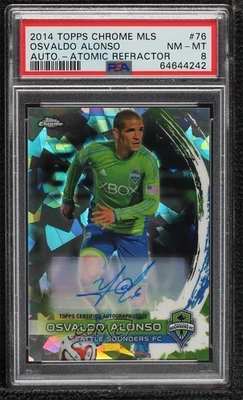 2014 Topps Chrome MLS Atomic Refractor Auto /10 Osvaldo Alonso #76 PSA 8 Auto - Image 1 of 2