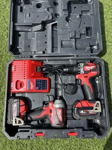 Milwaukee Twin Pack Brushless CBLPD CBLID M18 CBLPP2A-402C 2x 4Ah Drill Impact - Picture 1 of 13
