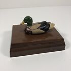 Mallard Duck Figurine Hinged Wood Box For Playing Cards Vintage Man Cave