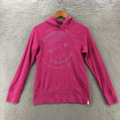 Puma Hoodie Sweatshirt Womens Large Purple Pullover Graphic Print Cotton Blend - Image 1 of 4