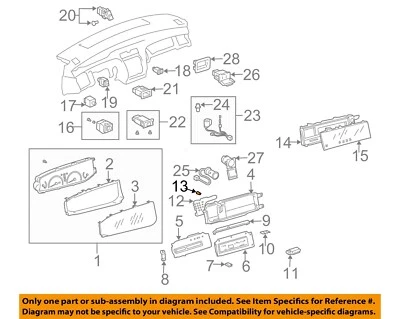 Panel de instrumentos de tablero de bombilla Toyota OEM 8312002030 Avalon XL XLS 2000-02 Foto 1 de 2