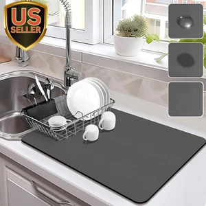 Drying Mat for Kitchen Countertops, Coffee Mat Hide Stain Rubber Backed Absorben - Picture 1 of 6