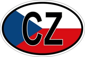 Sticker oval flag vinyl country code CZ czech republic - Foto 1 di 1