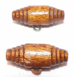 2 Wood Toggle Buttons Wooden Wire Shank Coat Jacket Vintage #4 - Picture 1 of 3