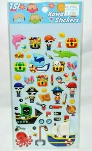 NEW-TSI KAWAII COOL PUFFY & COLORFUL PIRATE STICKERS : TREASURE MAPS,SHIPS +MORE - Picture 1 of 3
