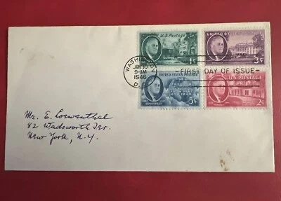 January 30, 1946 FIRST DAY COVER ROOSEVELT 1-2-3-5 Cent Block No Cachet FDC - Image 1 of 4