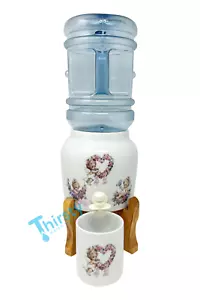 Juego de dispensadores de barro de agua grifo botella de agua de cerámica corazón ángel 1/2 galón - Imagen 1 de 3