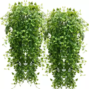 2Pcs Artificial Hanging Plants 32-In Fake Hanging Plant Fake Ivy Vine Outdoor UV - Picture 1 of 7