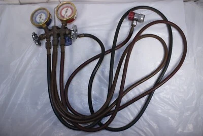 MASTERCOOL GY5 84000 2-WAY BRASS MANIFOLD METRIC GAUGE SET  Made In USA - Image 1 of 4