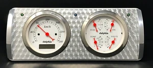 1940 FORD CAR 2 GAUGE GPS DASH PANEL QUAD STYLE ENGINE TURNED WHITE - Picture 1 of 7