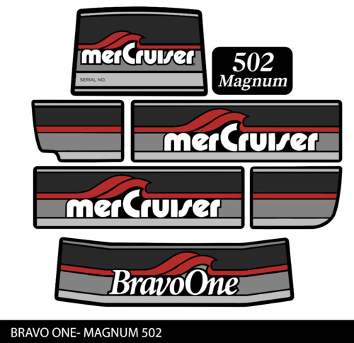 1986-1998 MERCURY MERCRUISER BRAVO ONE 502 MAGNUM STICKER DECAL SET