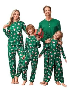 Family Christmas Pajamas Matching Setss Mens Kids Large Women Green-christmas - Picture 1 of 7