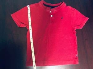 Sz 4 Nautica Boys cotton burgundy button tShirt Youth Polo Shirt Short Sleeve  - Picture 1 of 3