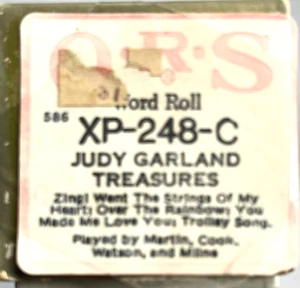 "JUDY GARLAND TREASURES" 4 SONGS VINTAGE QRS WORD ROLL PLAYER PIANO MUSIC ROLL - Picture 1 of 3