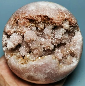  VERY RARE NATURAL PINK/AMETHYST GEODE & AGATE SPHERE BALL REIKI FROM BRAZIL - Picture 1 of 12
