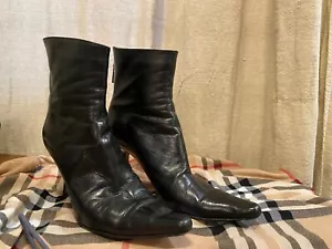 Jimmy Choo Black Leather Ankle Boots 38.5 - Picture 1 of 9