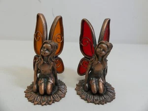 (ref288AW) Pair of metal fairies orange and red wings - Picture 1 of 6