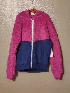 Ideology girls, small fuzzy hooded jacket, color Berry Frost, Pockets NWT - Picture 1 of 10