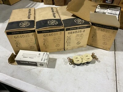 10x Tomacorrientes dobles con cable lateral vintage GE GE4025-2 15A 125V marfil, nuevo de stock Foto 1 de 4