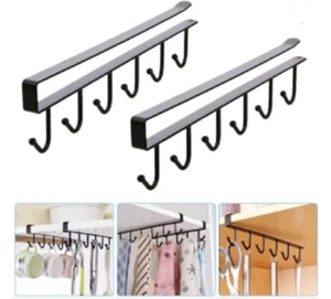 2-Pack Under-Shelf Mug Holder Rack – Kitchen Cabinet Coffee Cup Storage Hooks - Picture 1 of 6