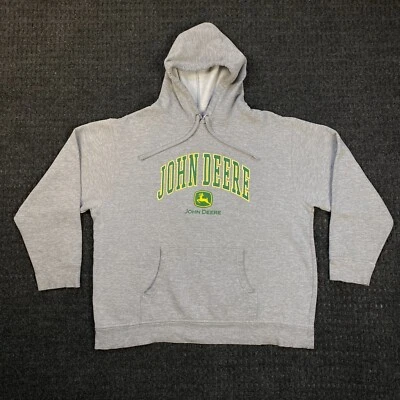 VIntage John Deere Hoodie College Style Hooded Sweater Heather Gray XL Spellout - Image 1 of 4