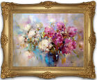 Le Rose Bukiet kwiatów art Dzieło sztuki Dekoracja Obraz 50x40 z antyczną złotą ramą BL15