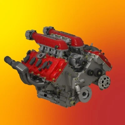 FERRARI 458 ENGINE /  3Dprint F1 8 12 18 24 Tamiya Revell Italeri Fujimi alpha - Image 1 of 4