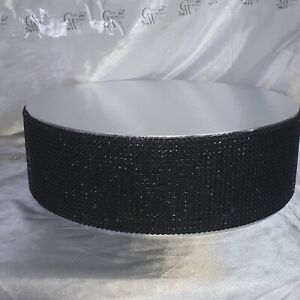 BLACK Crystal Diamante Cake Stand Display Pedestal 4" Deep  + FREE 3m CAKE TRIM