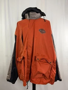 Mens Harley Davidson waterproof Coat Orange Nylon Taped seam XXL 48-50in chest - Picture 1 of 23