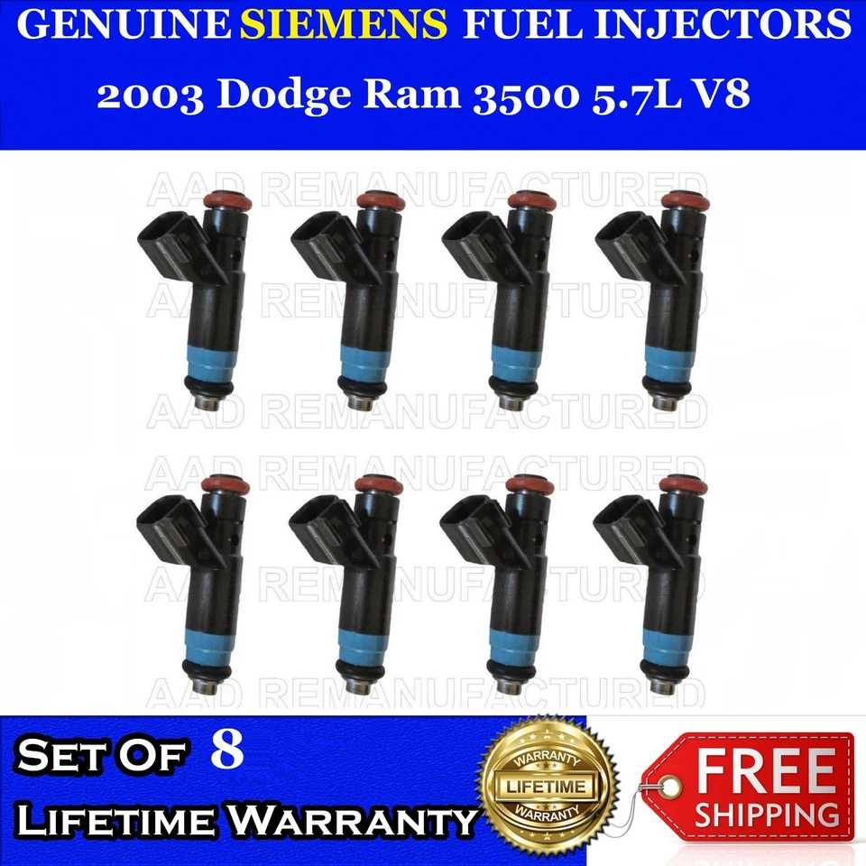 8x inyectores de combustible originales Siemens para Dodge Ram 3500 2003 5,7 L V8 #53032142AC Foto 1 de 1