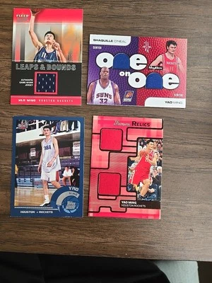(4) TARJETAS DE NOTAS Y TOPPS YAO MING RC. Skybox 2002, One on One 2008, arco 2007. reliquias, Foto 1 de 2