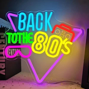 Back To The 80er Leuchtreklame für Wanddeko LED Leuchtreklame für Partydeko Neon... - Bild 1 von 7
